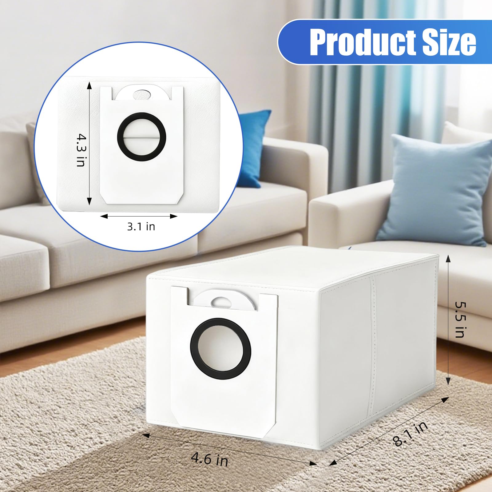 Loszaral 6-Pack Dustin & Orb-i Replacement Vacuum Bags for bObsweep Dustin & Orb-i Self-Emptying Robot Vacuum - 3.5L High Capacity Advanced Filtration Bags (White)