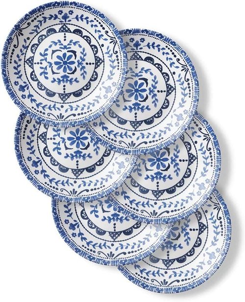Corelle Vitrelle 6-Piece Appetizer Plates Set Triple Layer Glass and Chip Resistant, 6-3/4-Inch Lightweight Round Plates, Portofino