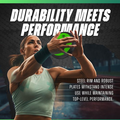 4THROWS Low Spin Competition Discus for Track & Field, High School, College, Men & Women — 70% Rim Weight, IAAF World Athletics Certified with Free Carry Bag, Neon Green and Black, 1kg