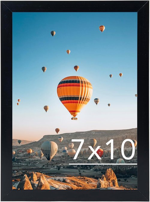 JCJMY 7x10 Picture Frame - Black Wall Hanging & Tabletop Display | Versatile Horizontal & Vertical Mounting