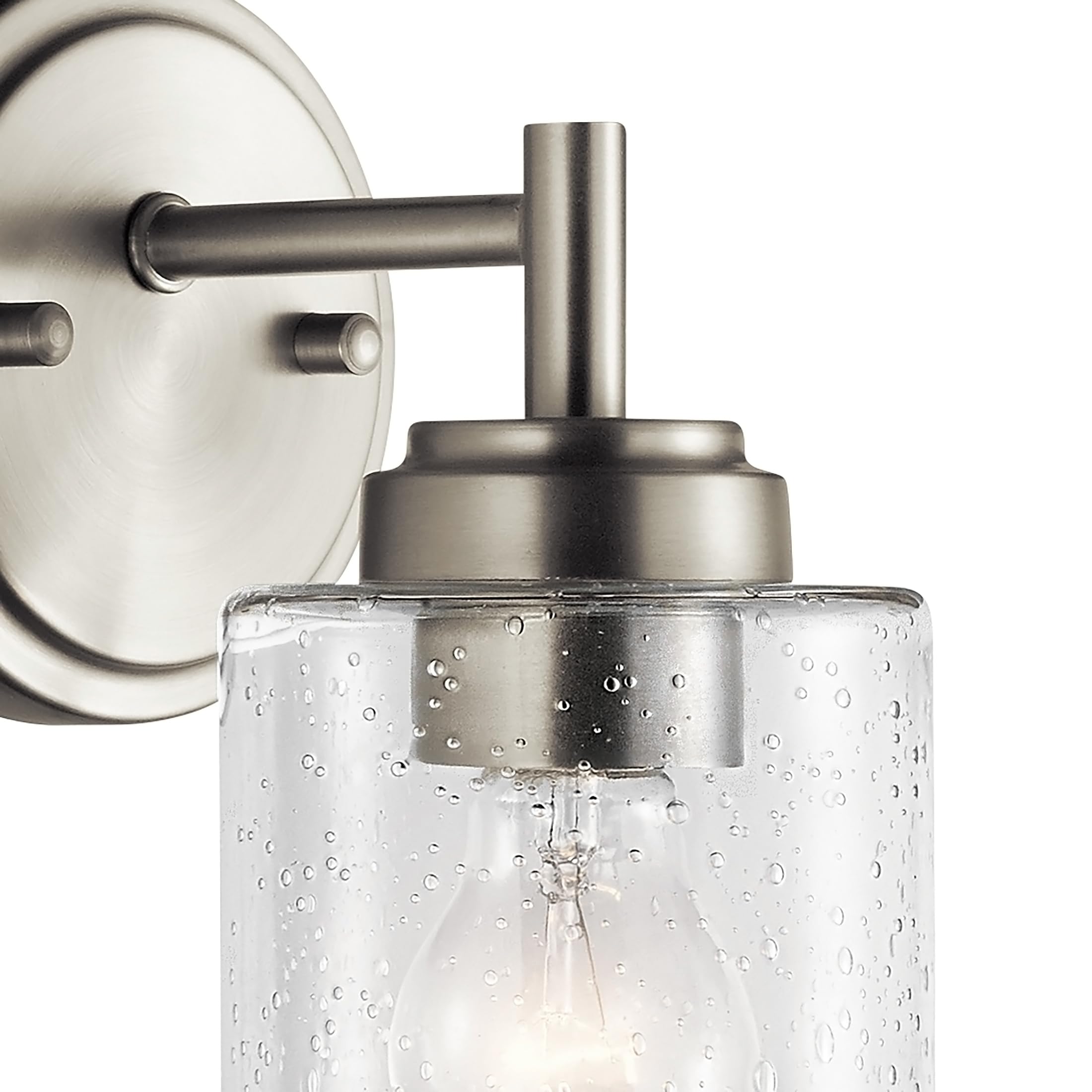 Kichler Winslow 9.25" Wall Sconce in Brushed Nickel, 1-Light Modern Wall Mount Fixture with Clear Seeded Glass , 45910NI