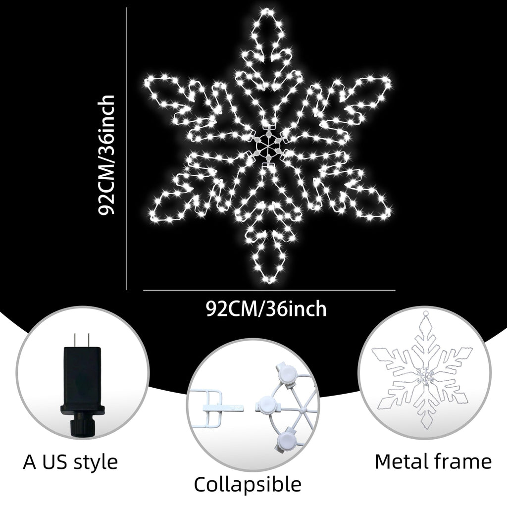 LiuZpatial Led Snowflake Lights Outdoor, 36" 219 LED Smart Blue White Snowflake Christmas Lights with APP Remote Control Timer Music Sync, Metal Frame & Removable for Christmas Window Decorations