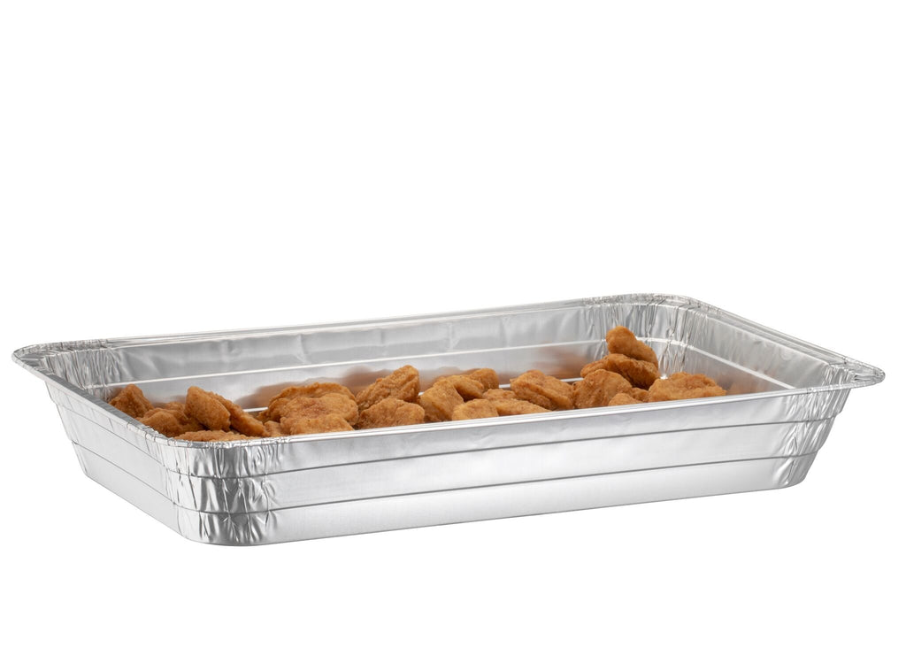 Plastible Full Size Deep Steam Aluminum Table Pans - Disposable to go Foil Pans for Chafing, Baking, Storing and Catering Containers (21” x 13” x 3”) (10, With Lids)