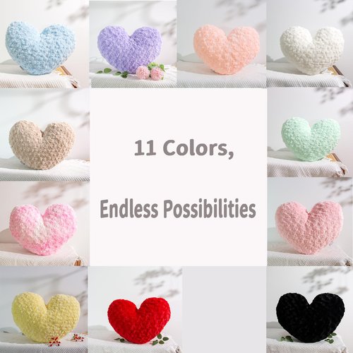 Ailive Cream Heart Pillow 16"(40cm), 600GSM Rose Textured Decorative Throw Pillows, Super Matte Soft Fluffy Faux Rabbit Fur Heart Shaped Cushion for Couch Bed Sofa Aesthetic Room Decor