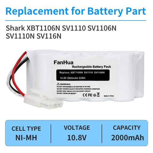 Fanhua 10.8V Replacement Battery Compatible with Shark XBT1106N SV1110 SV1106N SV1110N SV116N Freestyle Navigator Cordless Stick Vacuum