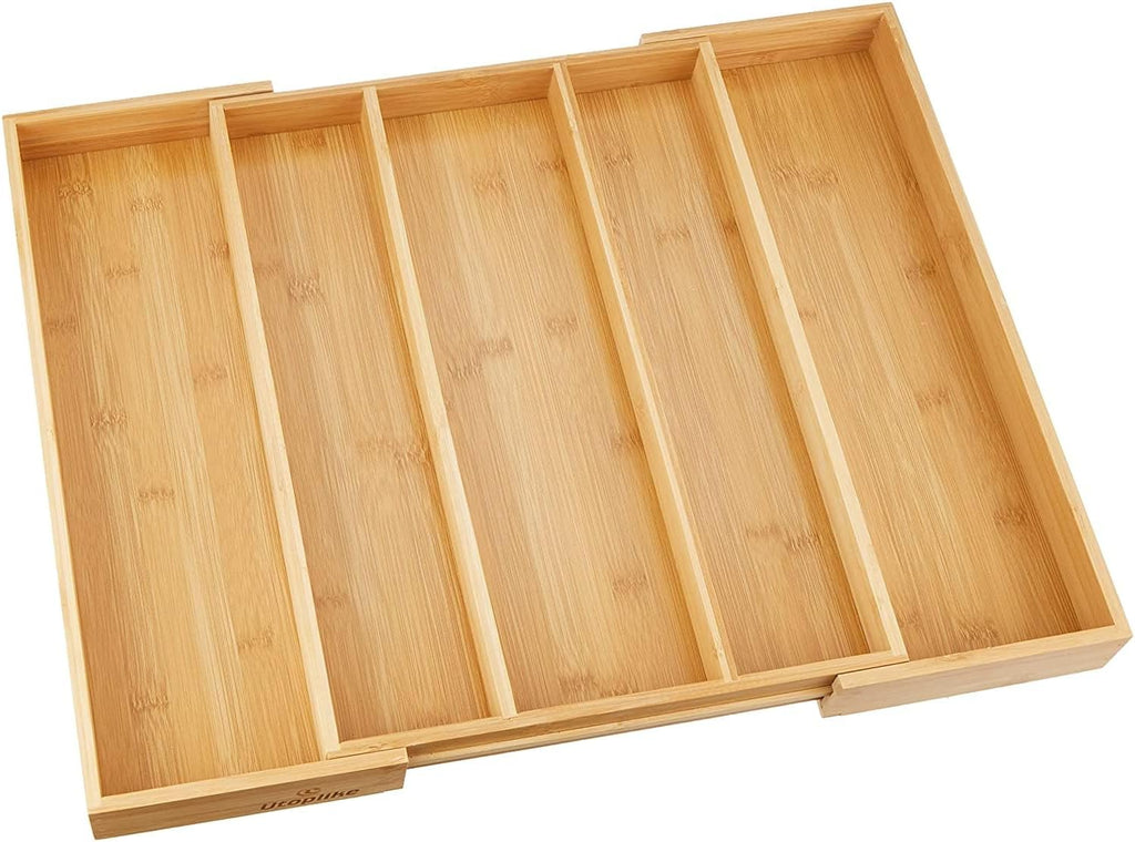 Utoplike Bamboo Drawer Organizer - Adjustable Utensil Holder & Cutlery Tray | 5 Slot for Kitchen & Home