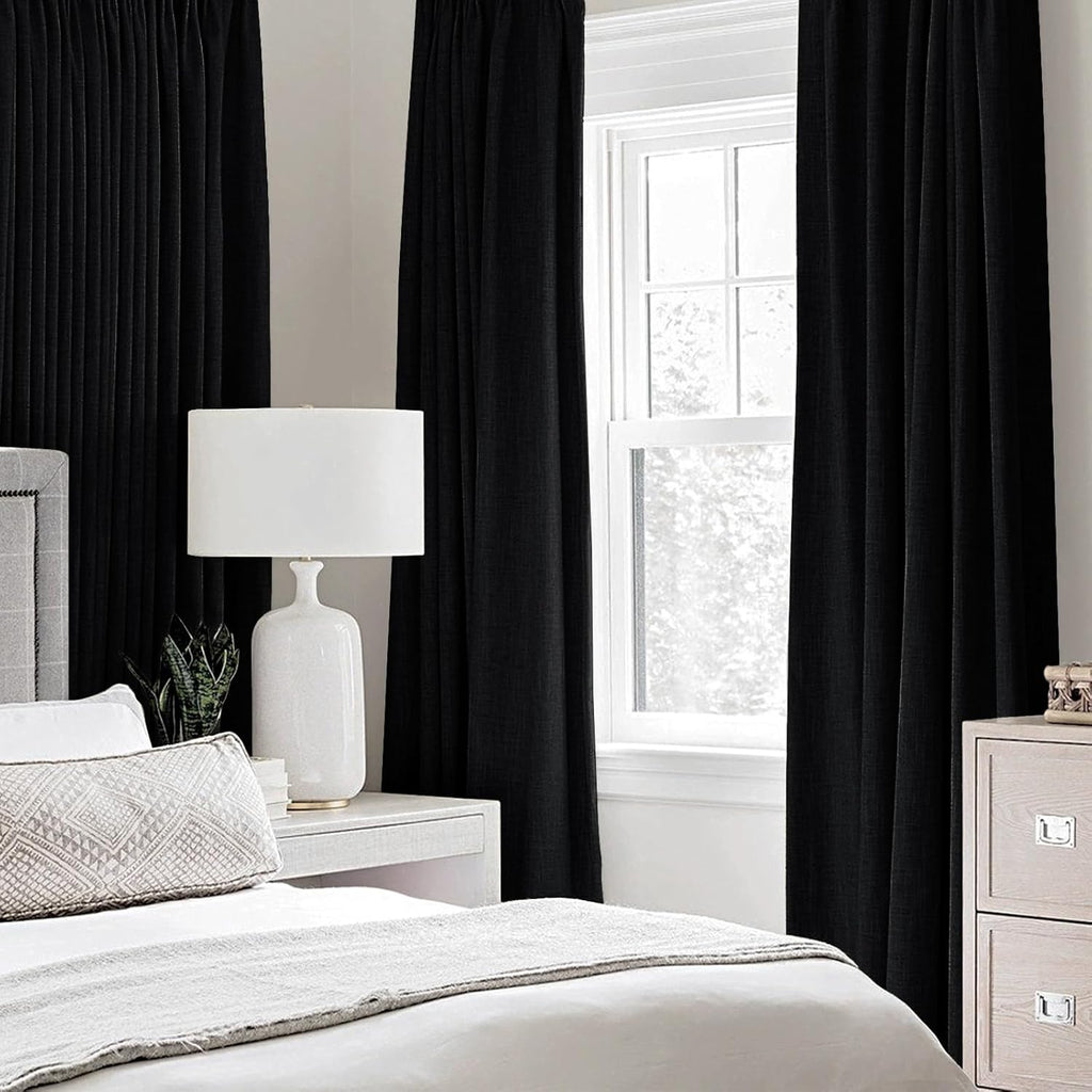 MIULEE Blackout Curtains - 100% Linen Texture Thermal Insulated Drapes | 52x54 Inch (2 Panels)