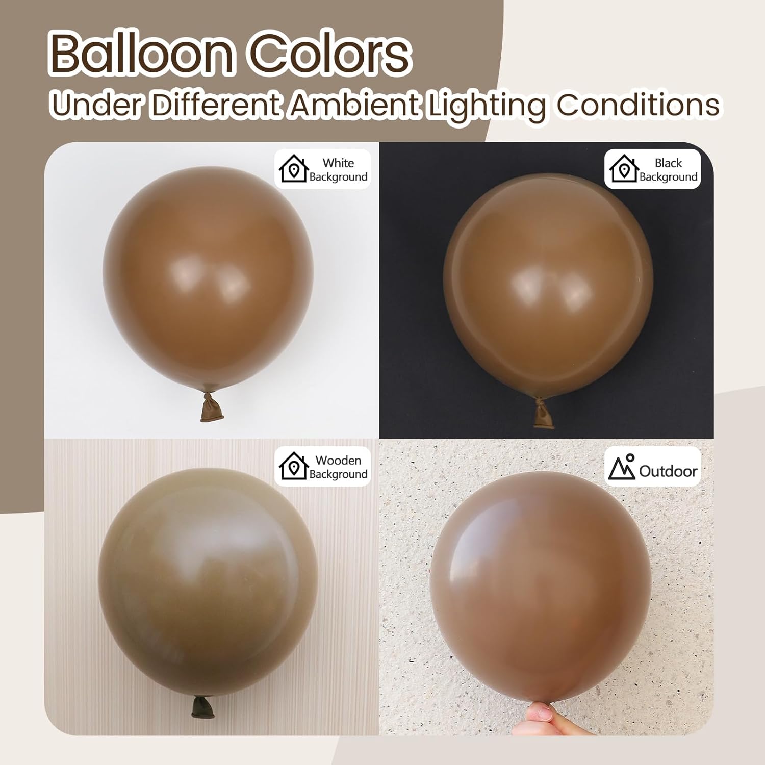 Skiennix Dark Brown Balloons - 120-Piece Boho Latex Balloon Arch Kit | 5-18 Inch Sizes for Parties