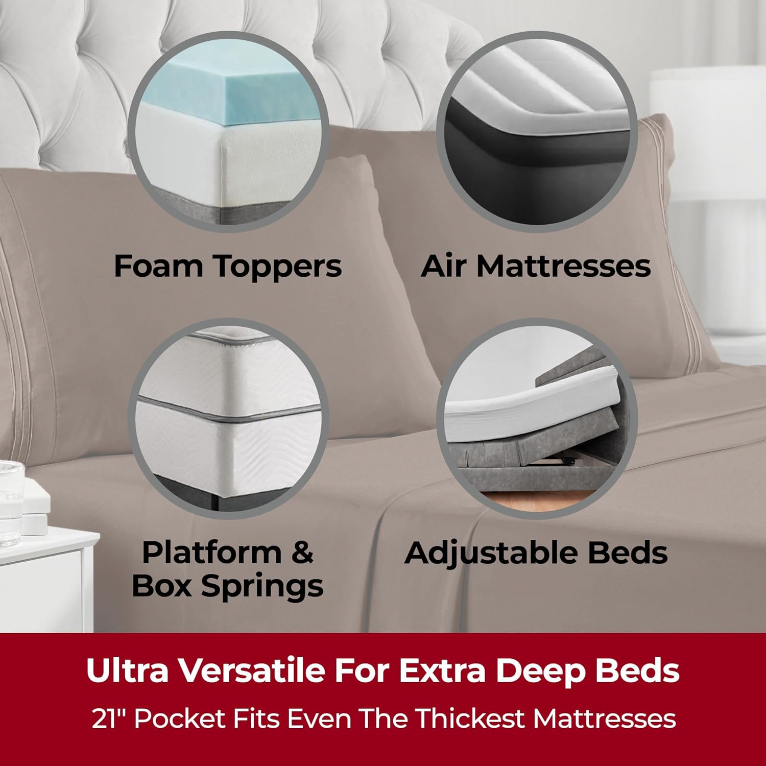 Mellanni Extra Deep Twin XL Sheets - Hotel Luxury, Ultra Soft & Cooling Bedding - Wrinkle Resistant (Brown)
