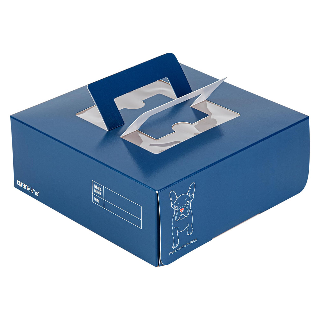 Restaurantware Cater Tek 9 x 9 x 3.5 Inch Cake Boxes 50 Disposable Lunch Boxes - Display Window Pop-Up Handles Frenchie Paper Pastry Boxes Grease Impermeable Shipped Flat
