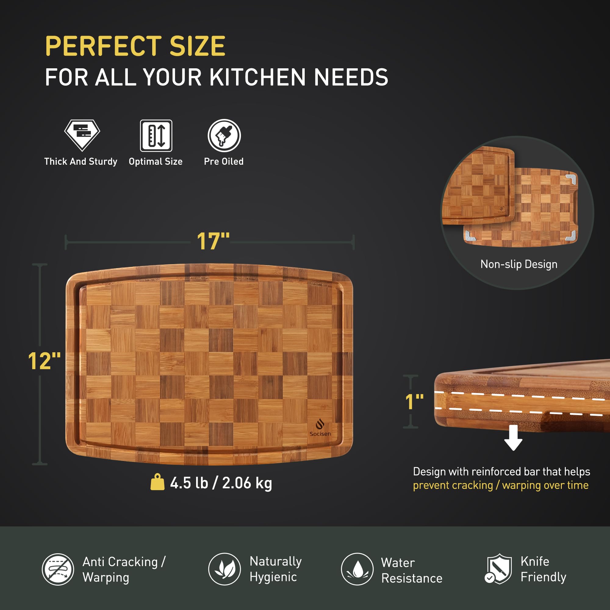Bamboo Cutting Boards Non Toxic Wood Wooden Cutting Board for Kitchen Non Slip Christmas Xmas Birthday Law Step Stepmom Stepmother Have Everything Good Unique Useful Present