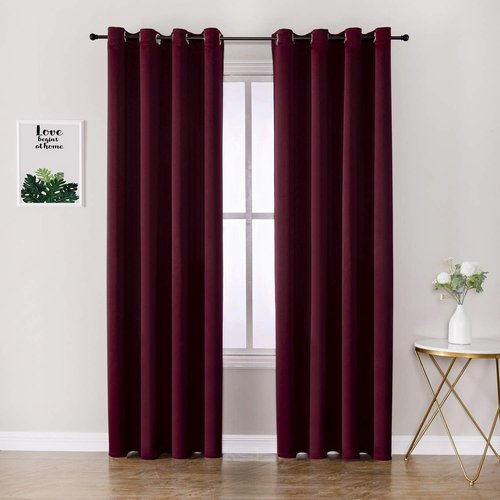 ChrisDowa Blackout Curtains - 90-Inch Thermal Insulated Grommet Panels Set | Burgundy Red, 2 Panels