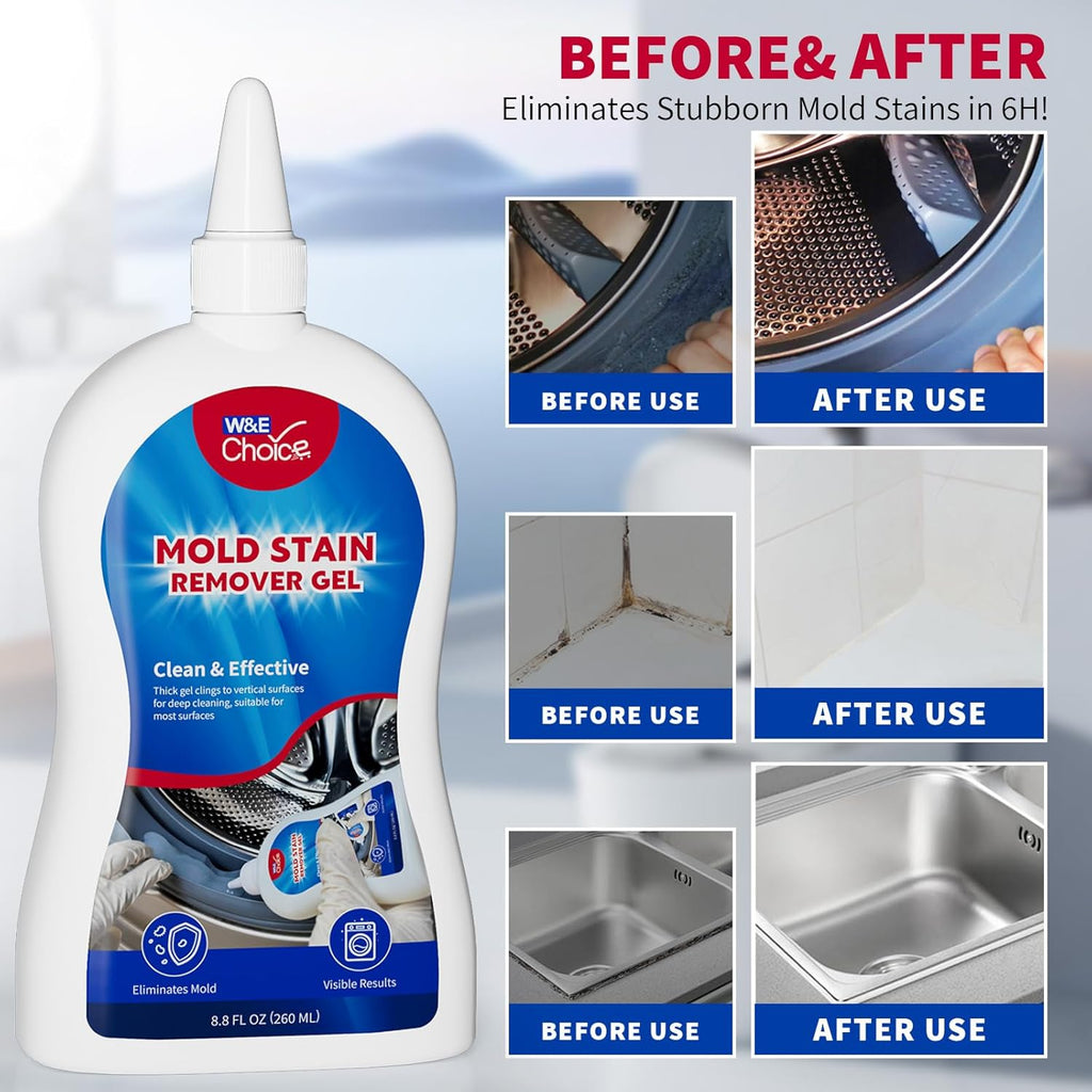 W&E Choice Stain Remover Gel - Heavy Duty Cleaner for Shower & Bathroom Tile Grout | 8.8 Fl Oz