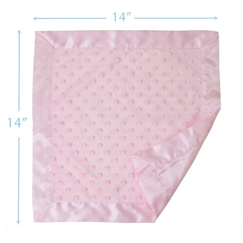 American Baby Company Heavenly Soft Chenille Security Blanket - 2-Layer Minky Dot & Satin, Pink (14" x 14")