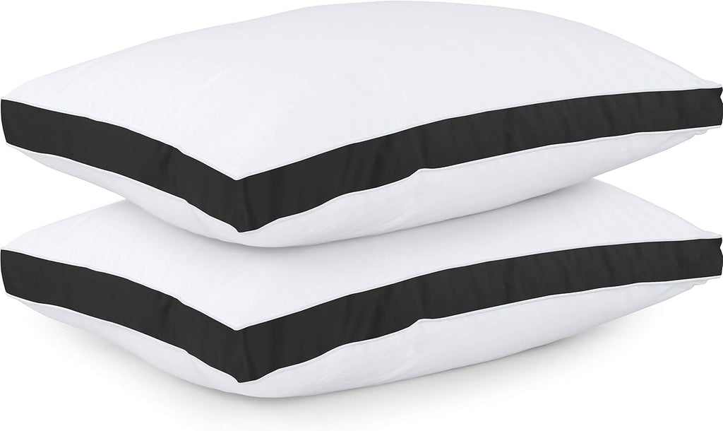 Utopia Bedding Queen Size Bed Pillows - Soft & Fluffy Down Alternative, Cooling Gusseted Set of 2 (Black)