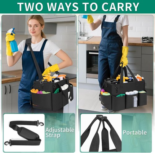 IBVIVIC Wearable Cleaning Caddy Bag - Large Capacity Organizer Tote for Kitchen Supplies | Black