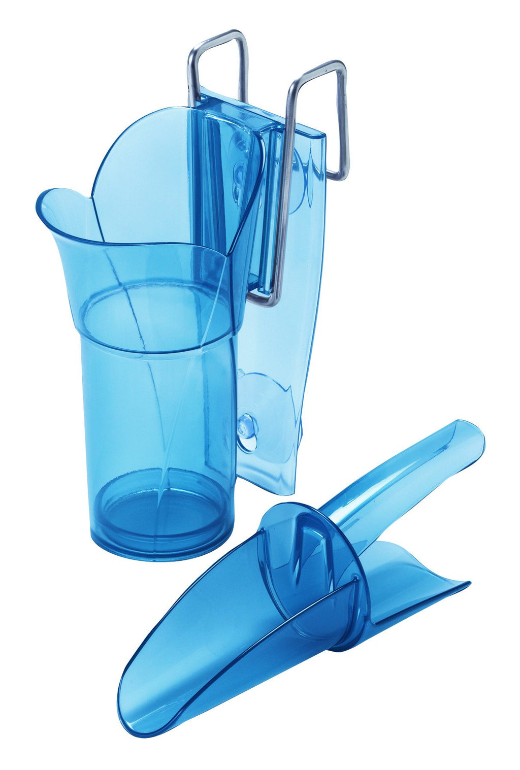 San Jamar Saf-T-Ice Plastic Tote, 6 Gallons, Blue & Carlisle FoodService Products SI5000 Polycarbonate Saf-T-Scoop and Guardian System, 6oz to 10oz, for Bar and Beverage Station, Blue