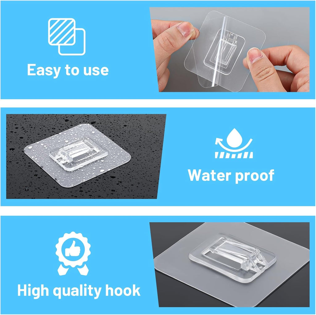 Skiennix Shower Caddy Adhesive Hooks - Waterproof, Strong Adhesive, No Drilling - 14 Pack