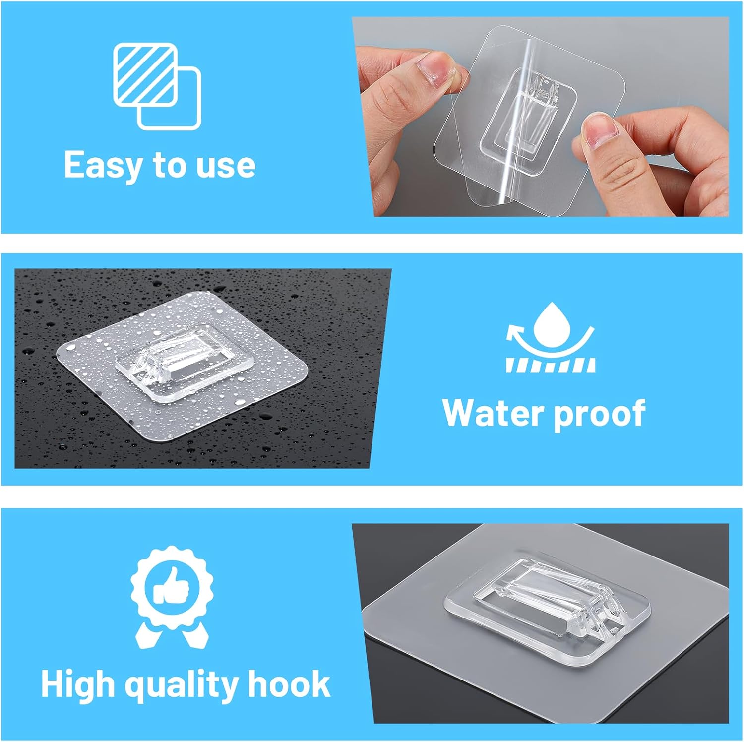 Skiennix Shower Caddy Adhesive Hooks - Waterproof, Strong Adhesive, No Drilling - 14 Pack