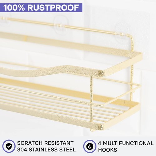 KINCMAX Shower Caddy Organizer - Stainless Steel Self-Adhesive Wall Shelf for Bath Essentials