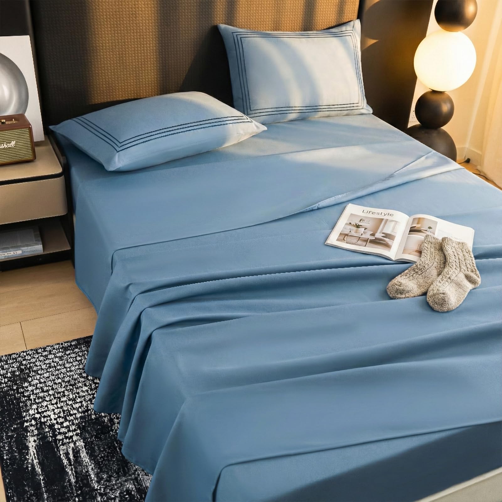 DCSKY Queen Bed Sheets Set, Soft Breathable Bedding Sheet Set, Sheets Set with 16" Deep Pocket Design (4 Pieces, Queen, Milk Tea)