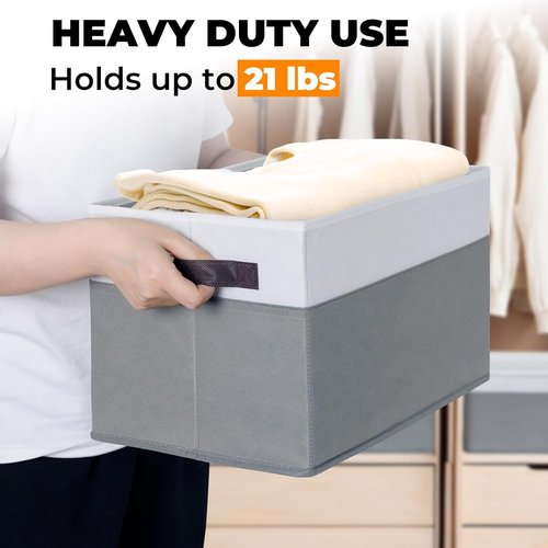 Large Closet Storage Baskets by [Brand Name] - Stackable Organizing Bins with Lids | 4-Pack for Nursery, Bedroom, and Home - 14x10x9.5
