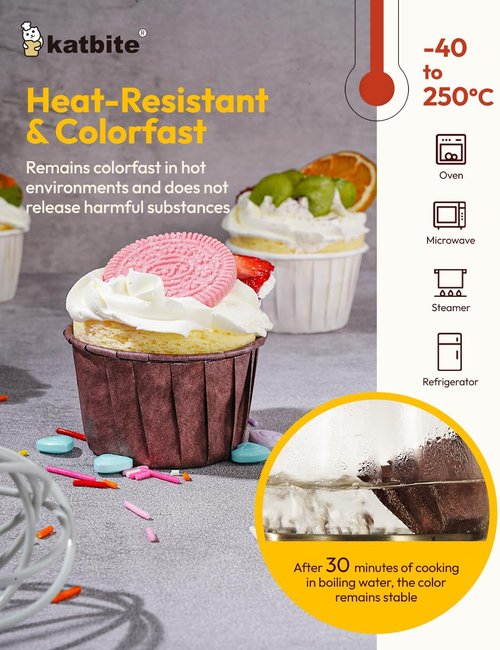 Katbite Cupcake Liners - Standard Size 150PCS | Heavy-Duty Greaseproof Christmas Muffin Baking Wrappers