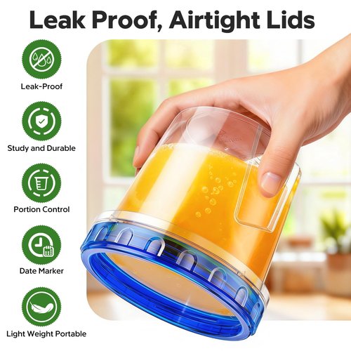 Freezer Storage Containers, [6 Pack-24 Oz] Airtight Plastic Food Storage Containers with Twist Top Lids, Soup, Meal Prep Containers | BPA Free | Stackable | Leakproof | Microwave/Dishwasher Safe