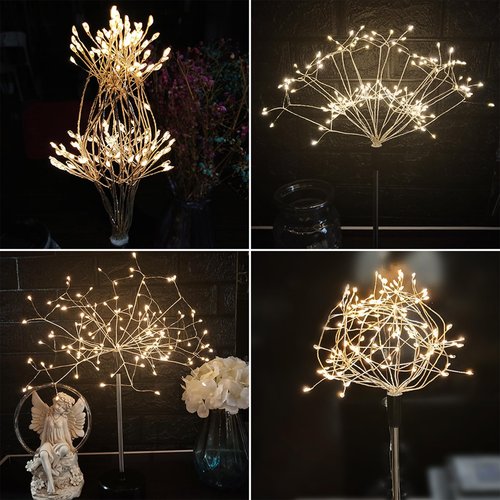 Chims 4 Pack Firework Centerpiece Lights,120 LED Fairy Light Banquet Table Centerpiece Lighting Decoration Star Pyrotechnics, Spirit Tree with Remote, for Christmas Party Indoor Decor Gift