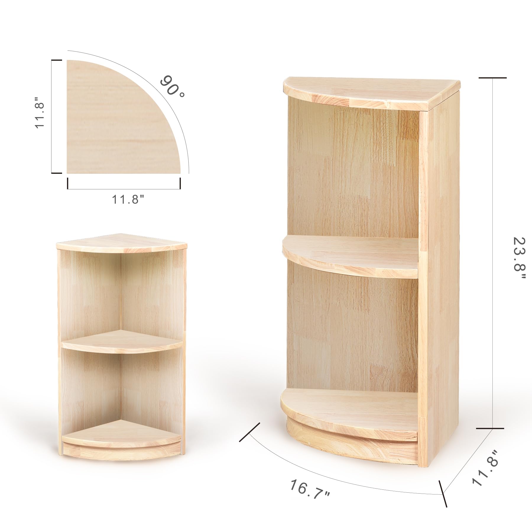 KRAND Corner Montessori Shelf 3-Tier Storage Bookcase – Kids Organizer for Toys, Books, Arts & Crafts Supplies, Ideal Toddler Furniture for Nursery, Preschool & Daycare