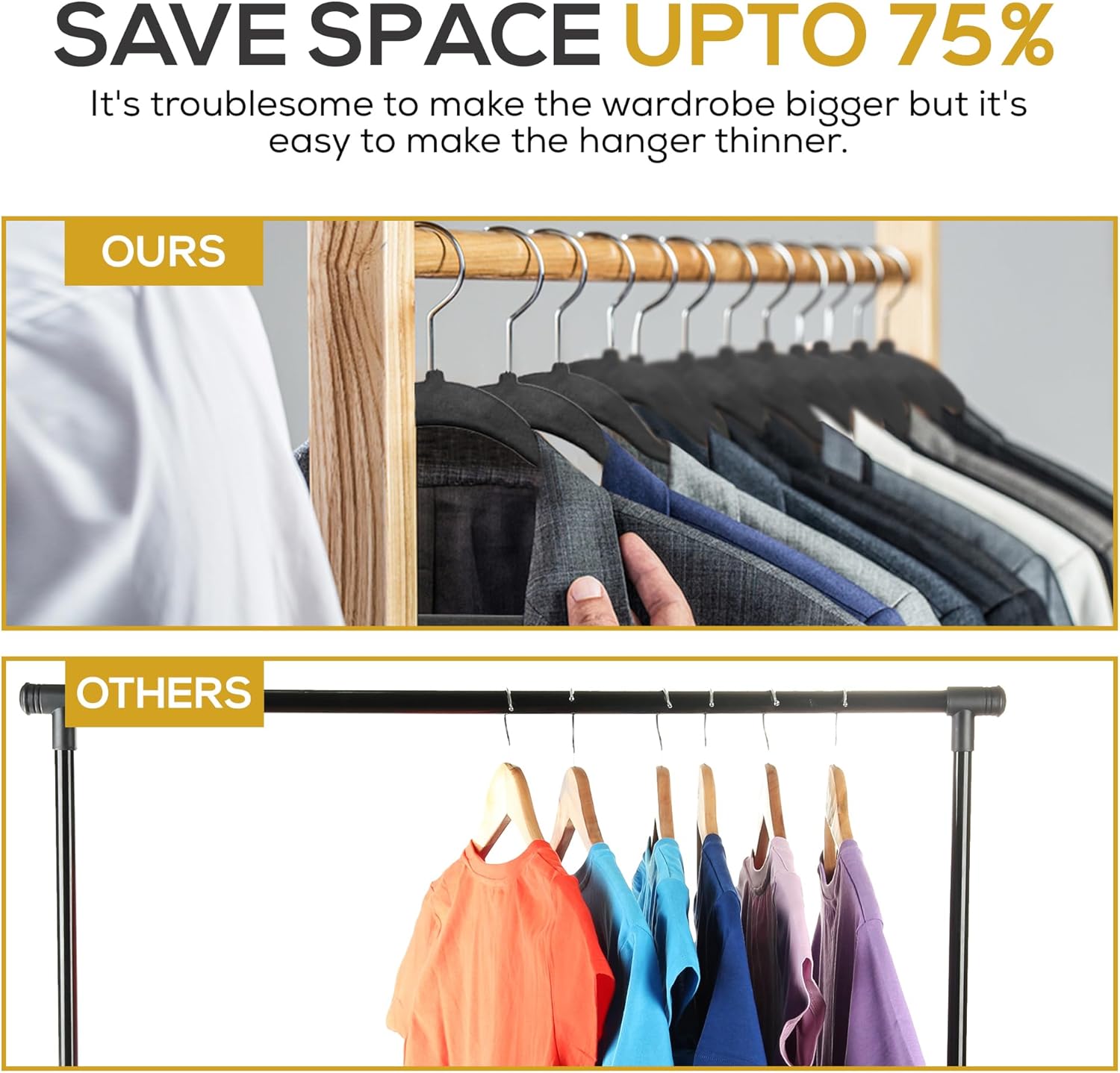 Techzoo Velvet Hangers - Ultra Thin Non-Slip Design for Space Saving | 50 Pack in Black