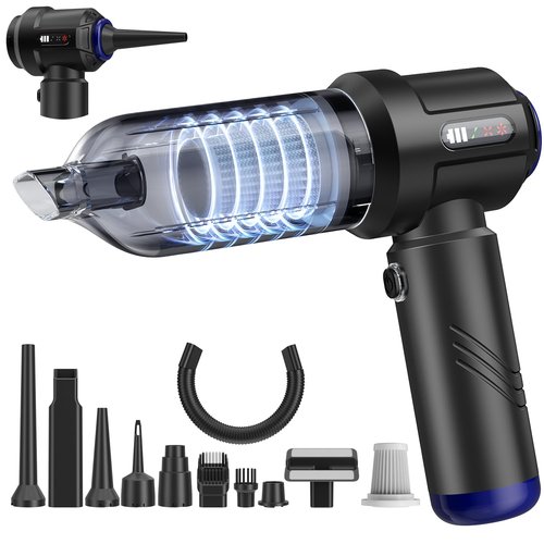 Vostuve Car Vacuum Portable Cordless High Power Small Handheld Vacuum Cleaner 4-in-1 Compressed Air Duster & Air Blower & Pump Hand Held Mini Vacuum for Christmas Cars,Office,Home Cleaning