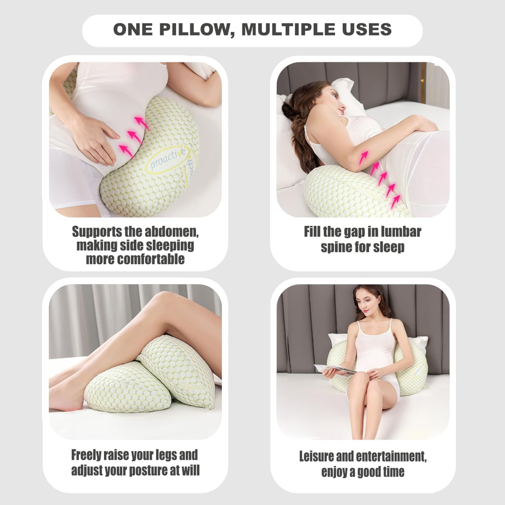 Pregnancy Pillow - Adjustable Maternity Support for Back & Belly | Soft Multi-Use Body Pillow