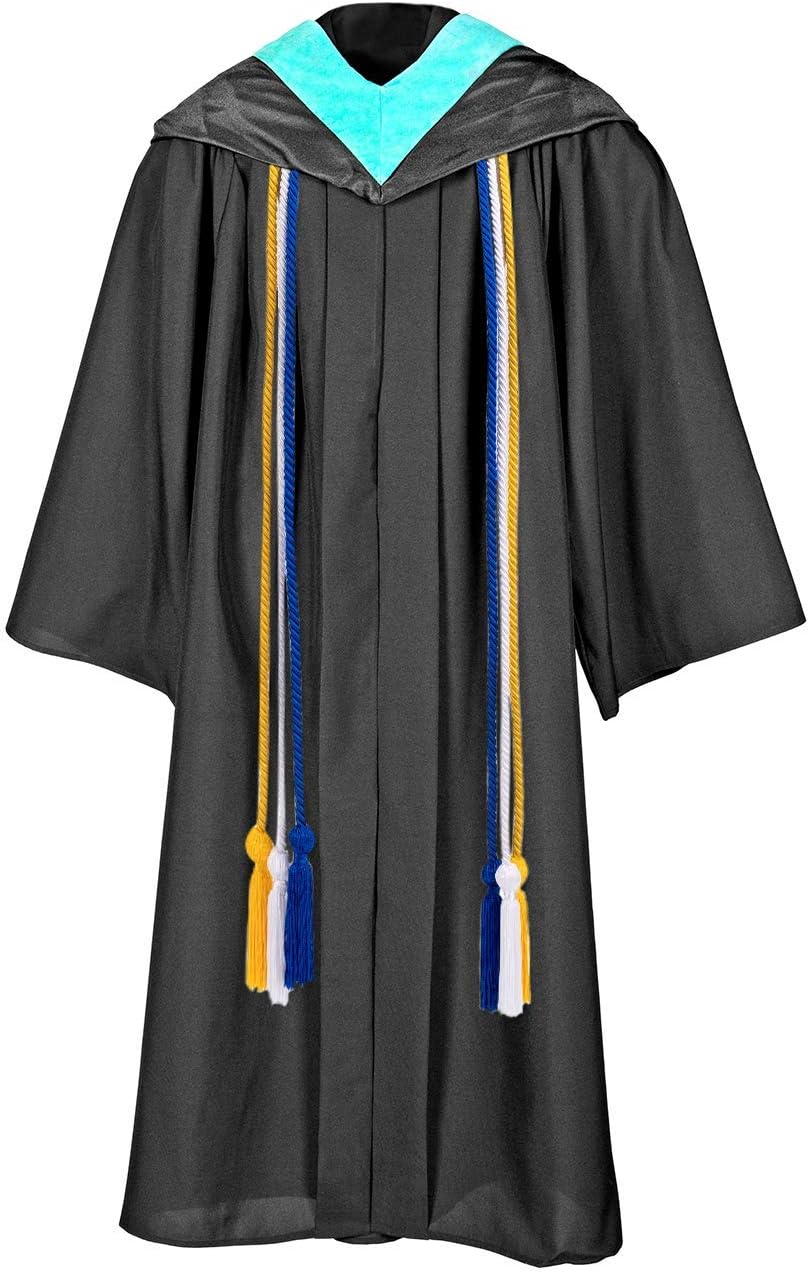 Whaline Graduation Honor Cords - Royal Blue, Gold & White Tassel - 67.7 Inch Rayon Braided Ropes | 3 Pcs Set
