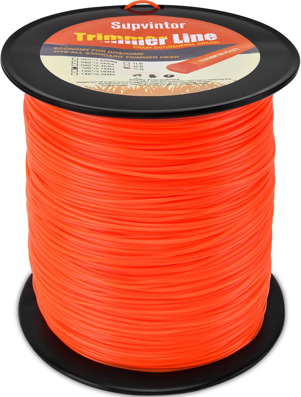 105 Trimmer Line | Commercial Round Weed Eater String - 0.105" Diameter, 1038 Ft, 5 Lb - Orange