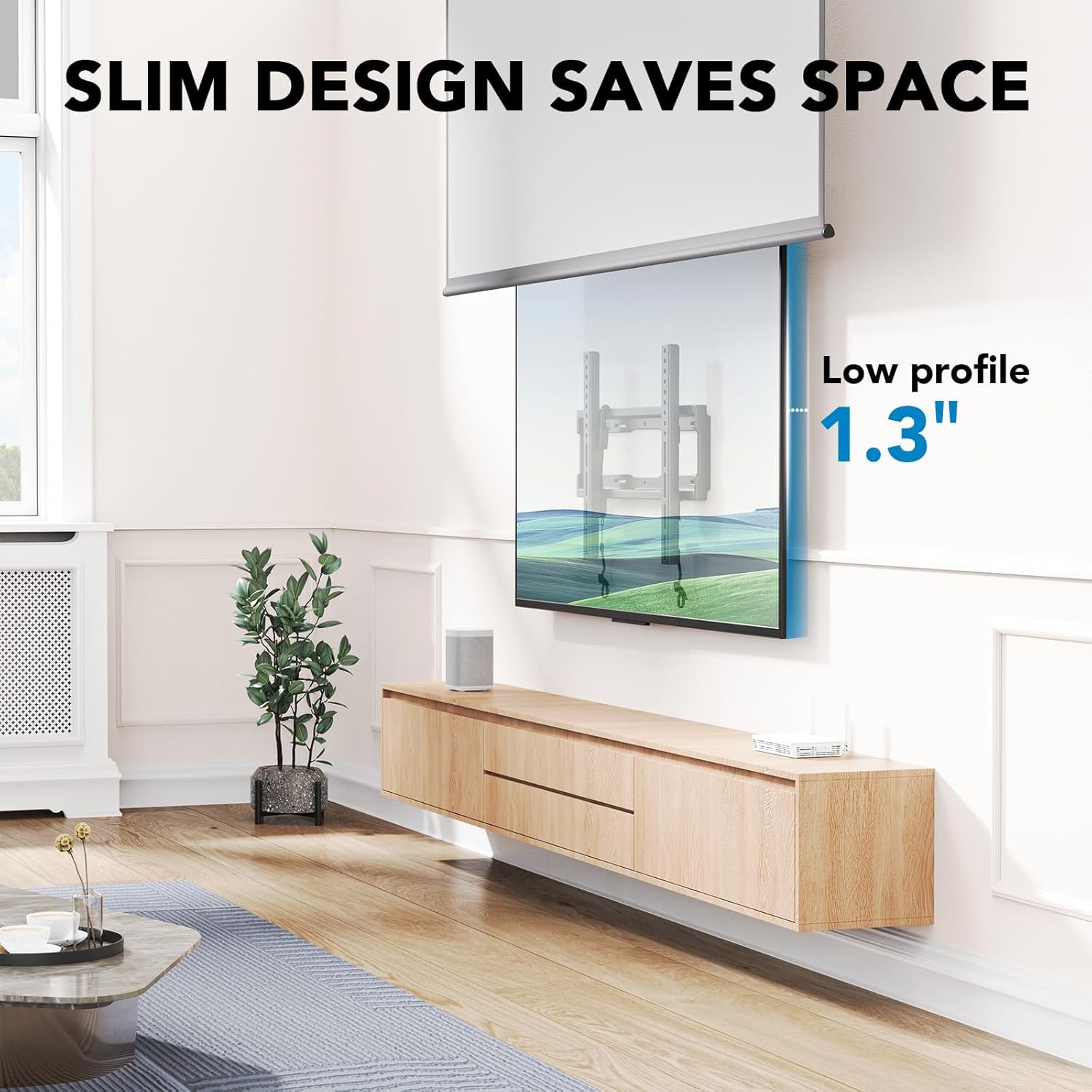 Pipishell Tilt TV Wall Mount Bracket - Low Profile for 23-55 Inch TVs | Anti-Glaring, Max VESA 400x400mm