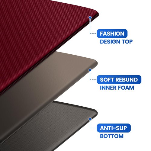 KitchenClouds Kitchen Mats for Floor,3PCS Kitchen Rugs,Non Slip Anti Fatigue Mats for Kitchen Floor,Waterproof Sink Mat,Cushioned Standing and Comfort Mats for Office,Red