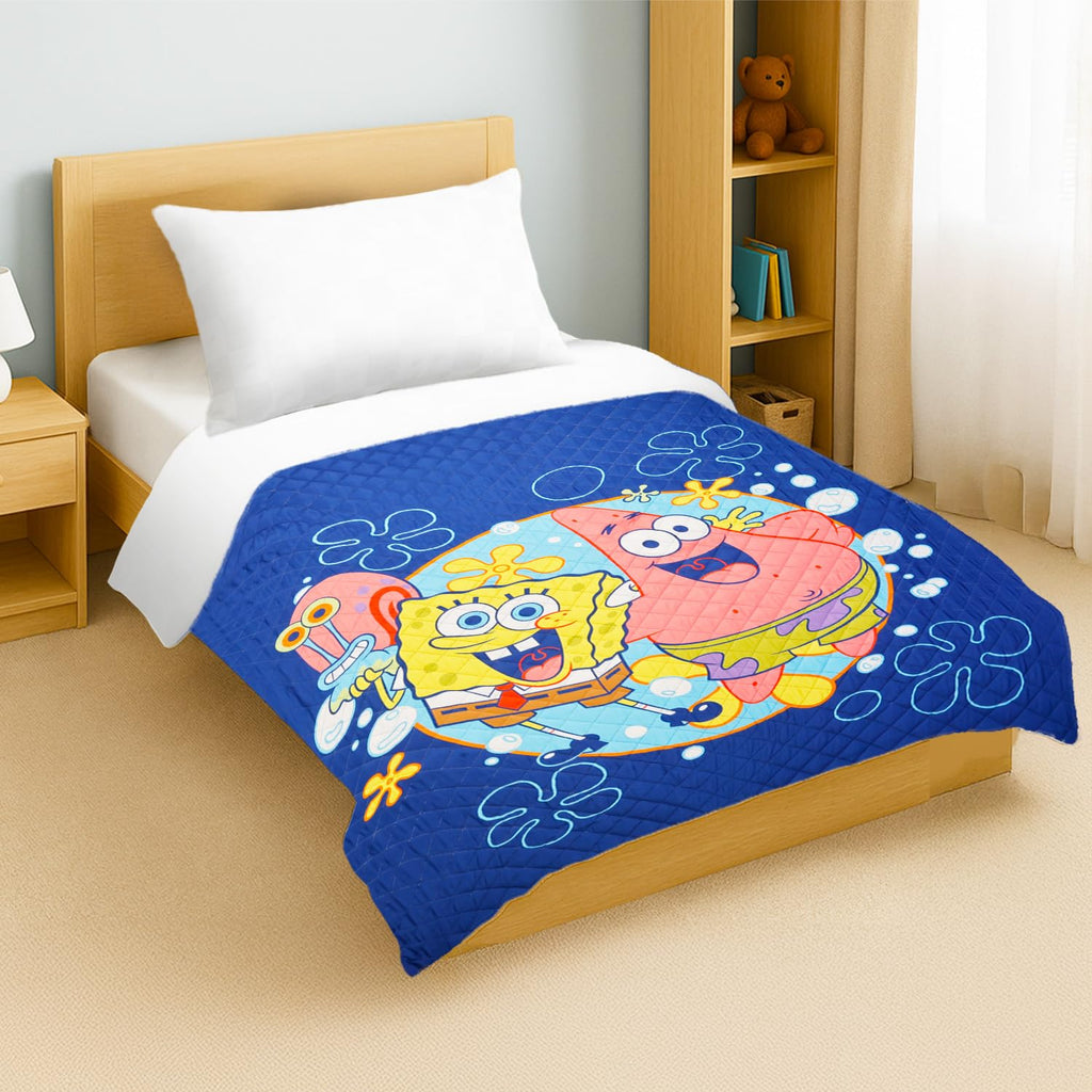 Spongebob Bedspread Twin Set for Kids - Bundle with Quilted Bedspread for Full Bed Plus Stickers, More | Spongebob Twin Bedding Set for Boys, Girls