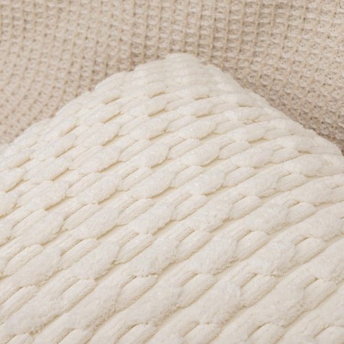 JoraLion 14x36 Boho Striped Corduroy Lumbar Pillow Cover 14x36 Inch, Cream Textured Throw Pillowcase Cushion Cover for Sofa Bed Living Room Decor (Cover Only)
