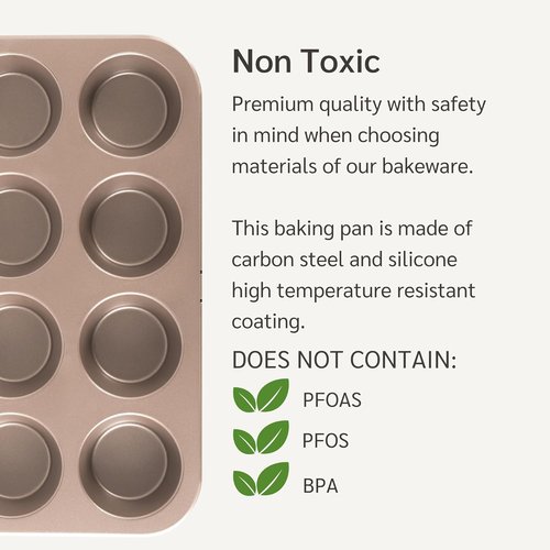 HAPPIELS Nonstick Baking Pans Set - PFOA-Free Bundle of 6: Round, Square, Loaf & Muffin Tins