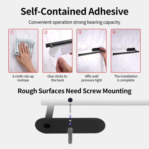 YeeBeny Black Paper Towel Holder Kitchen Roll Holder, Paper Towel Holder - Self Adhesive or Drilling, Under Cabinet Paper Towel Rack, Wall Mounted Paper Towel(Black)