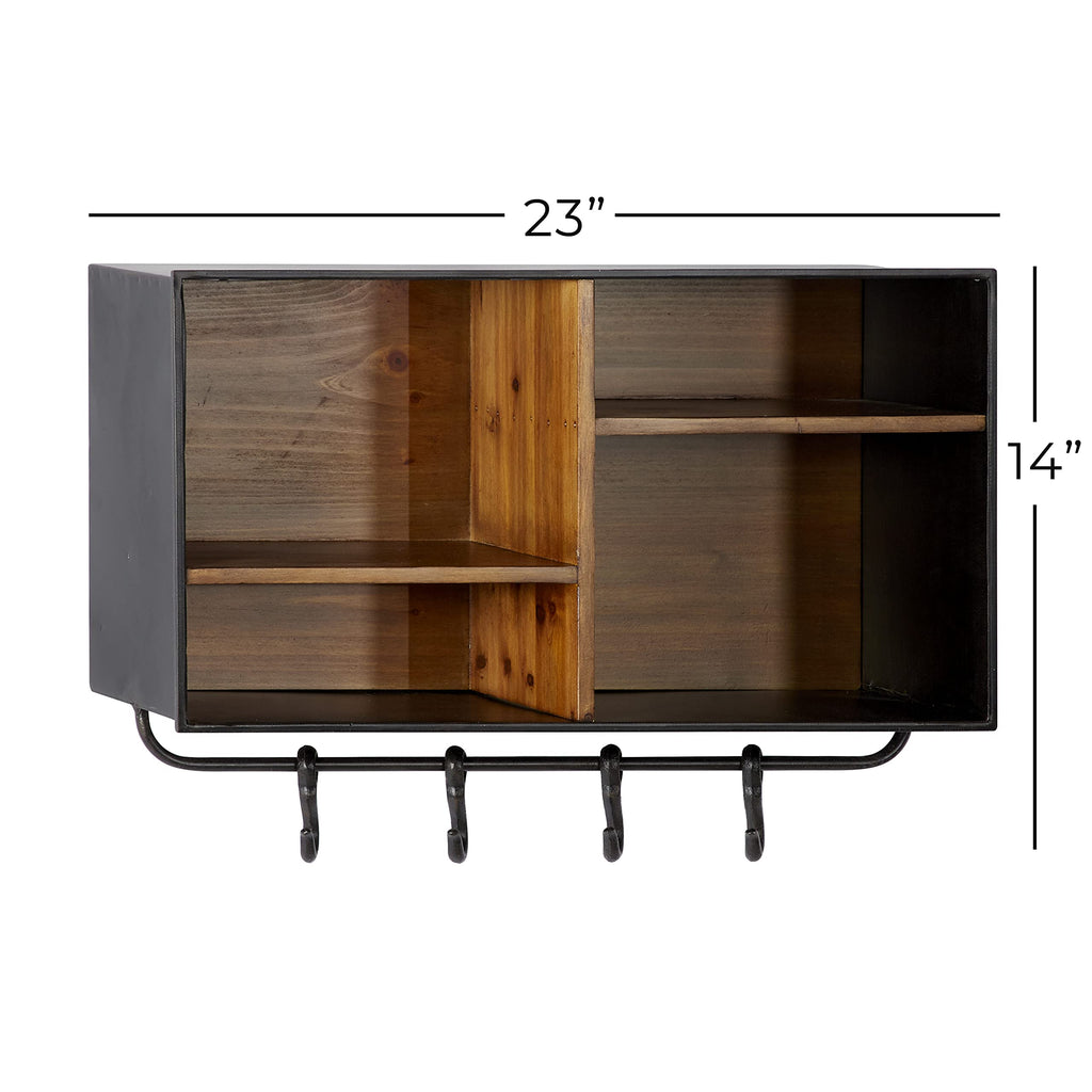 Deco 79 Industrial Metal Wall Hook, 23"W x 14"H, Brown