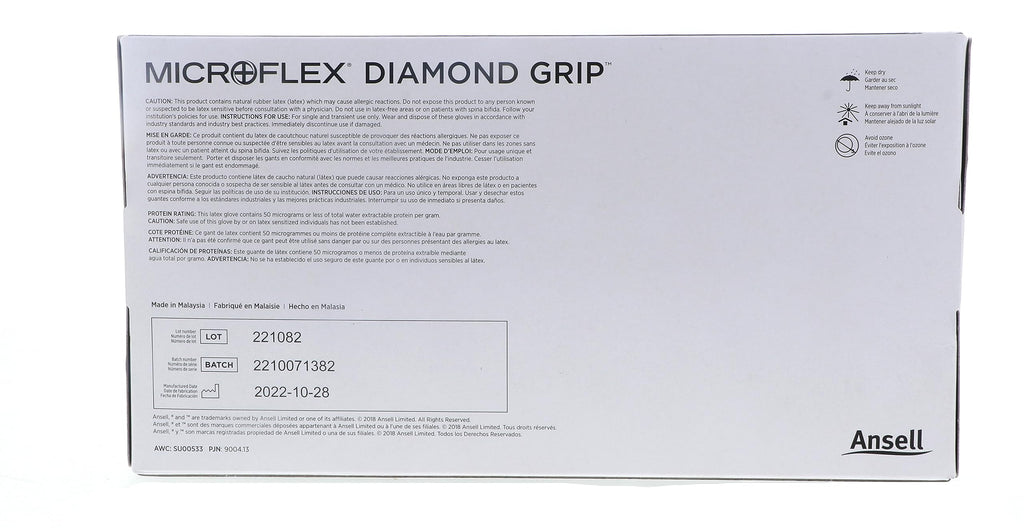 Ansell MICROFLEX Diamond Grip MF-300 Exam Standard Gloves - Size L, Natural (Bundle of 200)