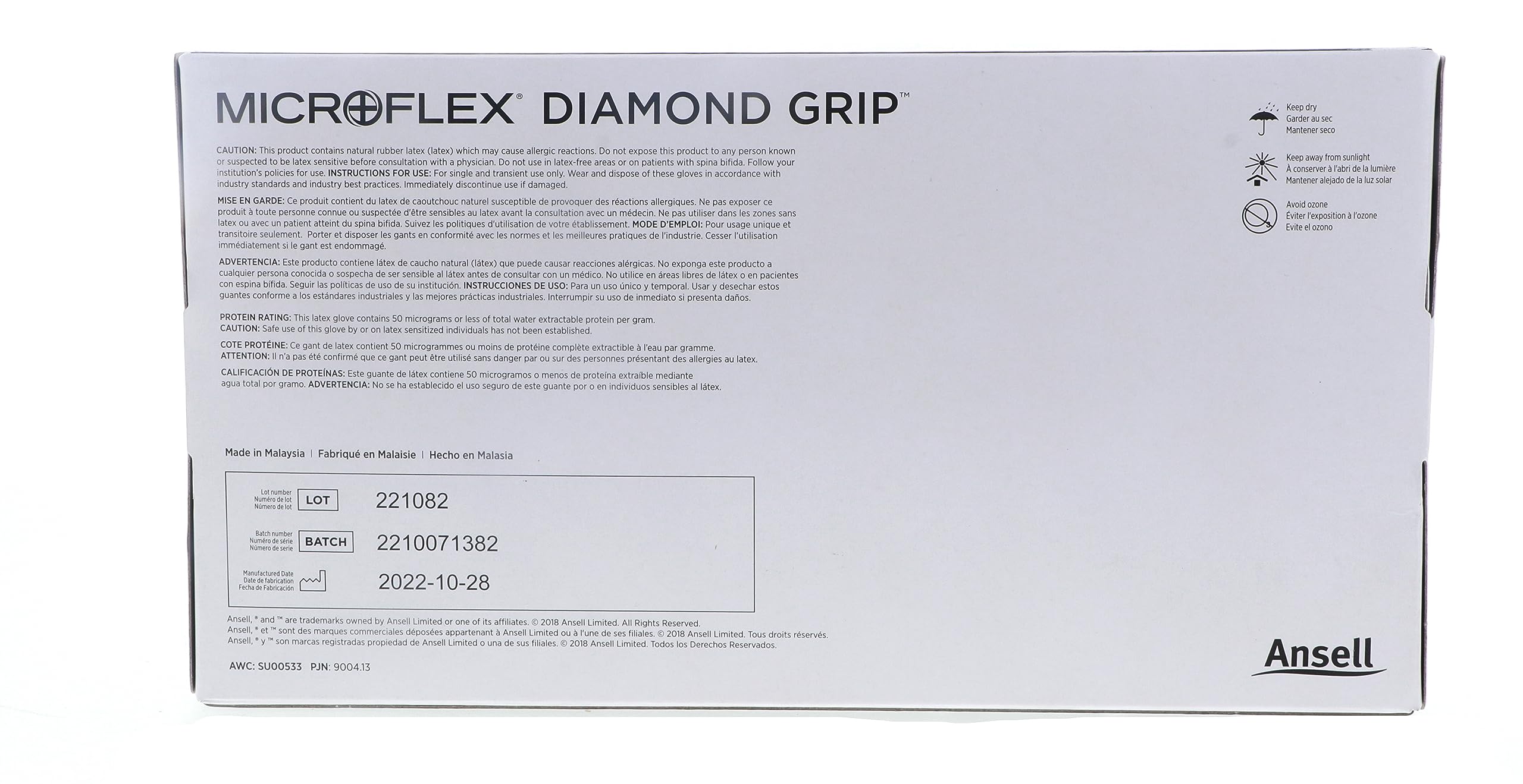 Ansell MICROFLEX Diamond Grip MF-300 Exam Standard Gloves - Size L, Natural (Bundle of 200)