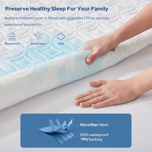 BEDLORE Waterproof Mattress Protector - Soft Breathable Twin XL Pad with Deep Pocket 6"-15" Depth