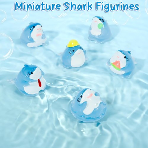 Exasinine Luminous Mini Resin Shark Figures - 6Pcs Glow in the Dark for Aquariums & DIY Crafts