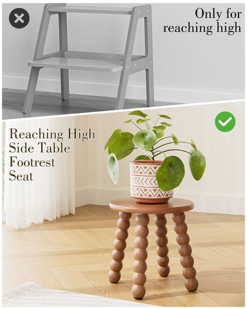 Masupu Solid Wooden Step Stool for Adults Kids, 11 inch Small Foot Stool, Non-Slip One Step Stool, Sturdy Foot Stool for Bathroom, Bedroom, Kichen, Plant Stand(Walnut Brown)
