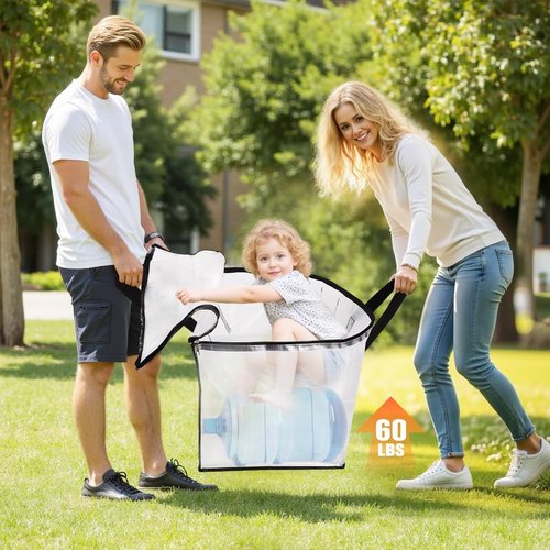 Extra Large Moving Bags by [Brand Name] - Heavy Duty Storage Tote with Strong Zippers & Handles | 93L, 8 Pack, Clear