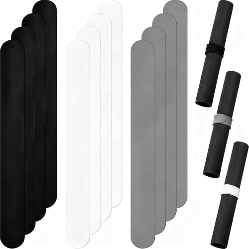 Charniol Wrapping Paper Roll Holder - 12-Piece Silicone Covered Metal Strips | Stabilize Gift Wraps (Black, White, Gray)