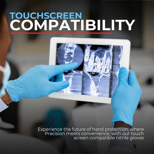 London Labs Heavy Duty 6 Mil Blue Nitrile Gloves Disposable Latex & Powder Free -Extra Stretchy Fentanyl Safe |Medical,First Aid Kit,EMT|Food Safe Rubber Gloves for Cooking & Cleaning|Bulk Pack (1000)